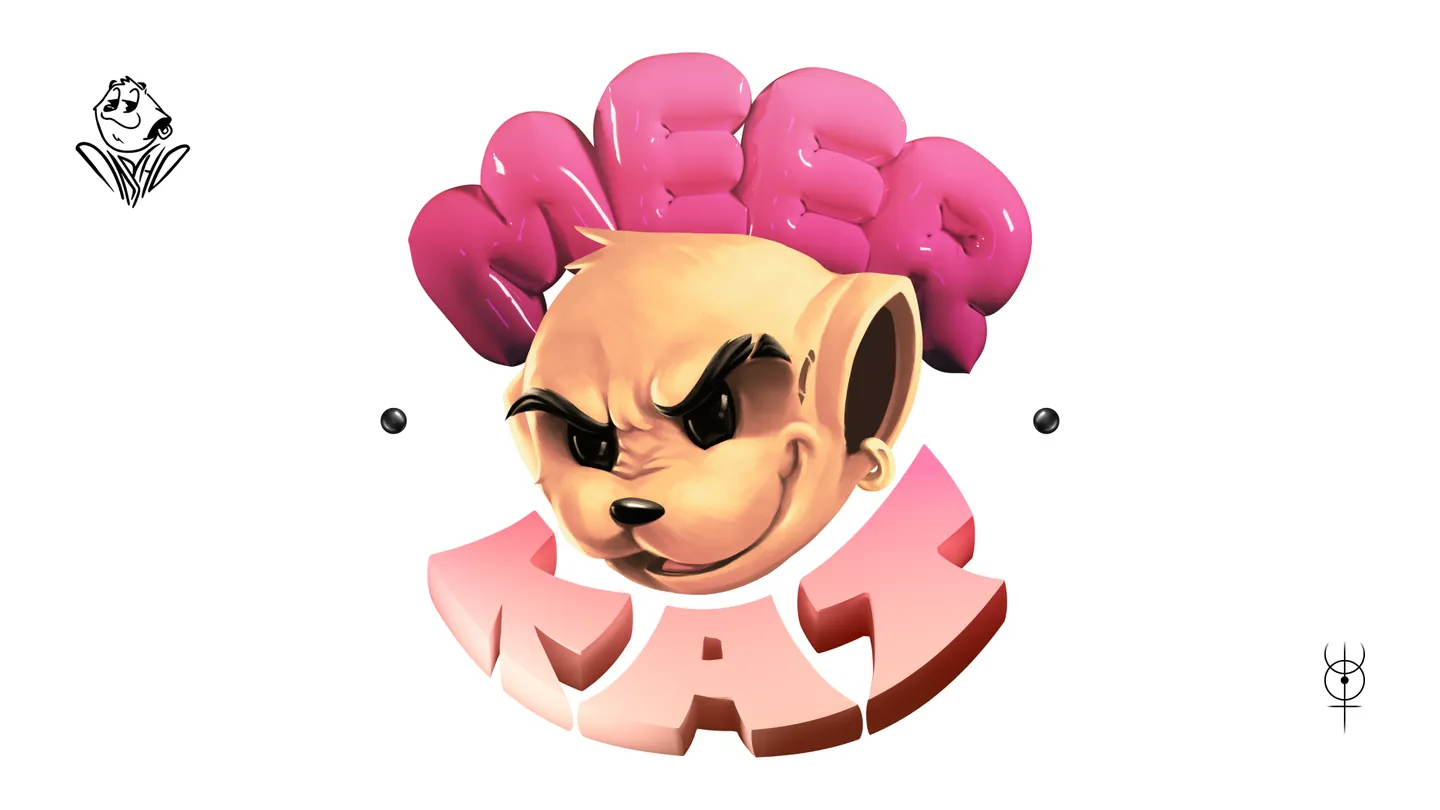 Meerkat con el lettering en volumen