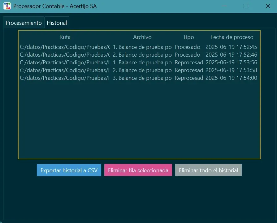 Captura del proyecto Procesador contable automatizado